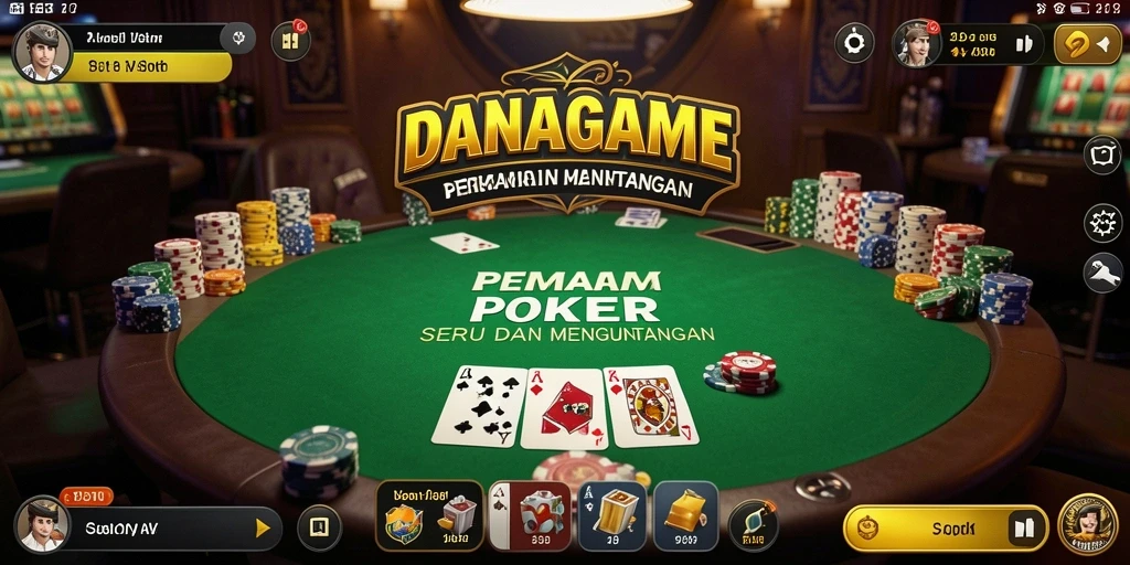 Tampilan utama gameplay Poker yang seru di DANAGAME.