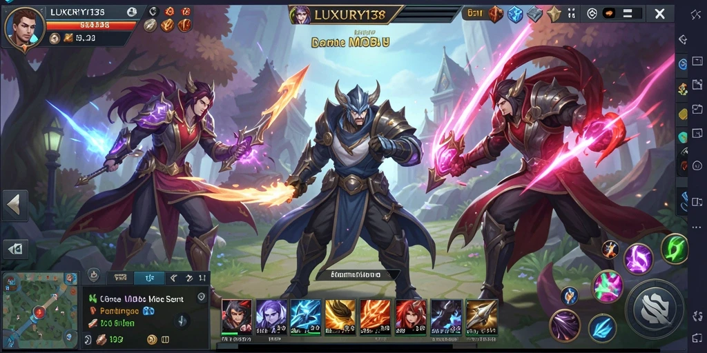 Tangkapan layar gameplay LUXURY138 yang menampilkan pertarungan epik antar tim.