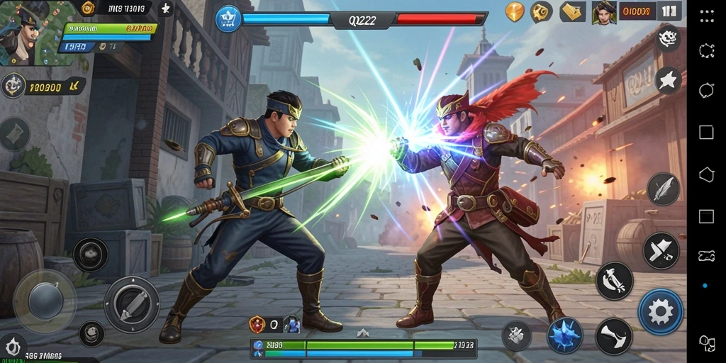 Tampilan gameplay QQ222 yang mendebarkan dengan aksi pertarungan seru.